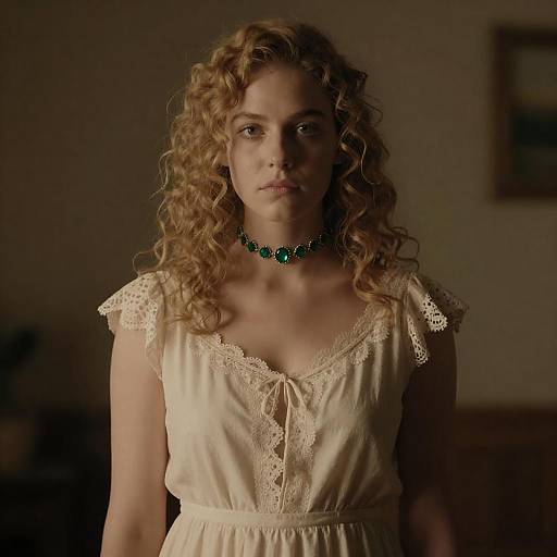 Serious Young Woman in Warm Lighting