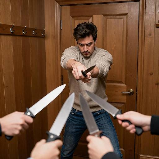 Knife Fight in a Cozy Wooden Room