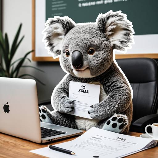 Cartoon Koala Reviewing Resume at Office Desk