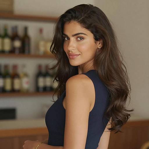 Confident Woman in Warm Indoor Setting