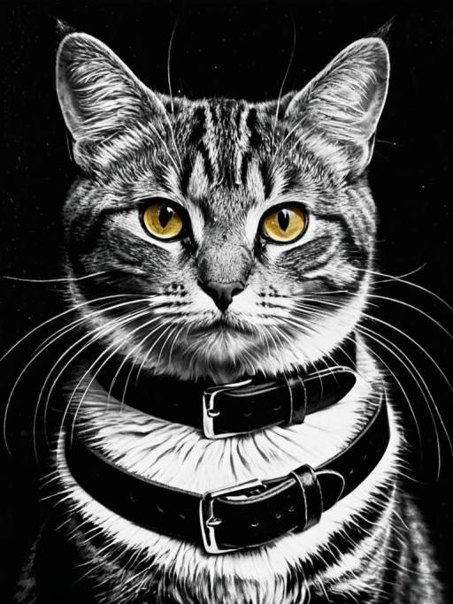 Tabby Cat with Double Belt Collar