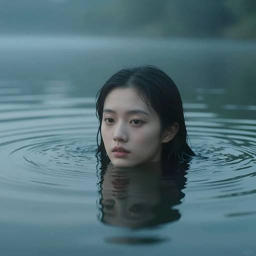 Ethereal Visage Emerging from Lake