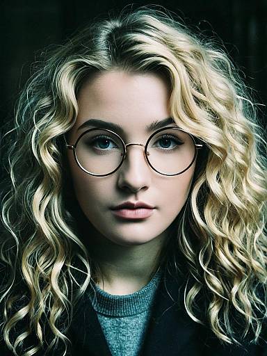 Realistic Blonde Girl with Glasses