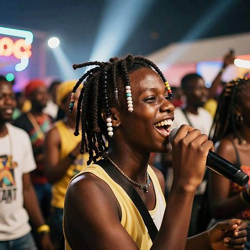 Energetic Festival Afro Hairstyle Scene