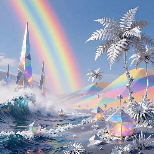 Surreal Dreamscape with Prism Cabins