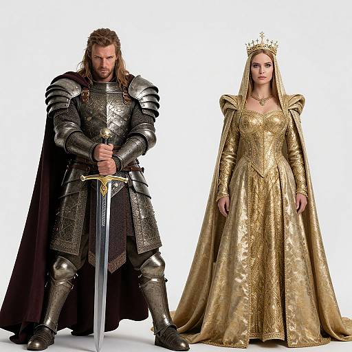 Heroic Warrior and Regal Armored Woman