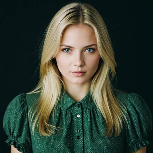 Blonde Woman in Green Dress Portrait