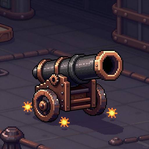Steampunk Pixel Art Gear Cannon