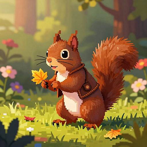 Rusty Squirrel in Sunny Garden