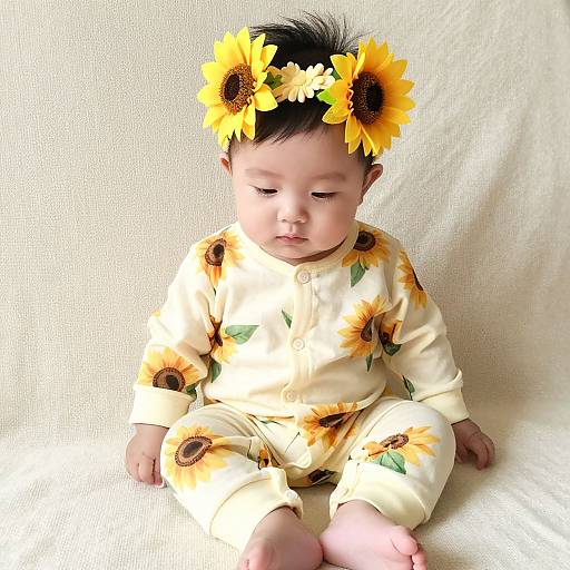Infant in Sunflower Pajama Set