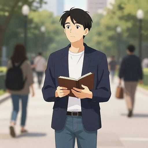 Thoughtful Young Man in City Park