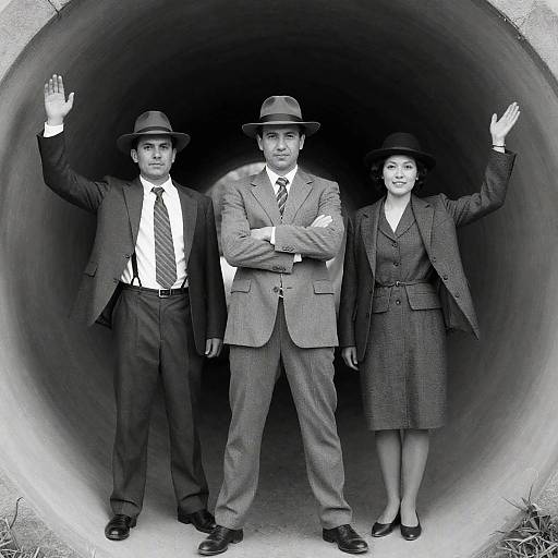Stylish Trio in Tunnel Portrait