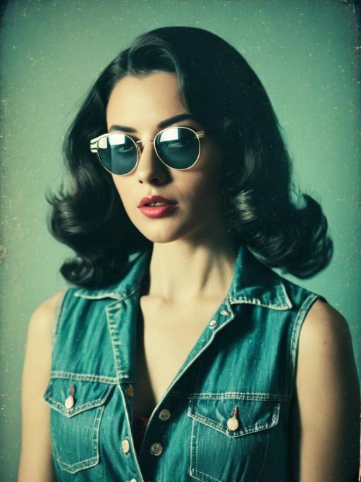 Woman in Denim Vest and Sunglasses