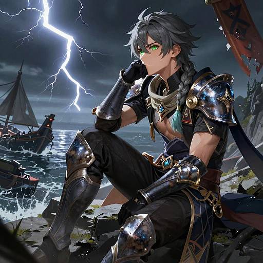 Contemplative Aether on Storm-Lashed Cliff