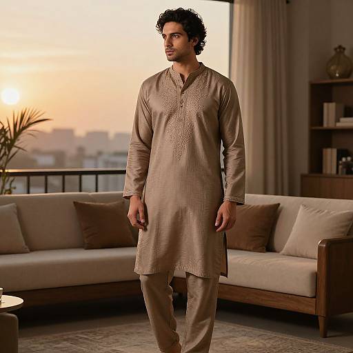 Modern Kurta Pajama in Earthy Tones