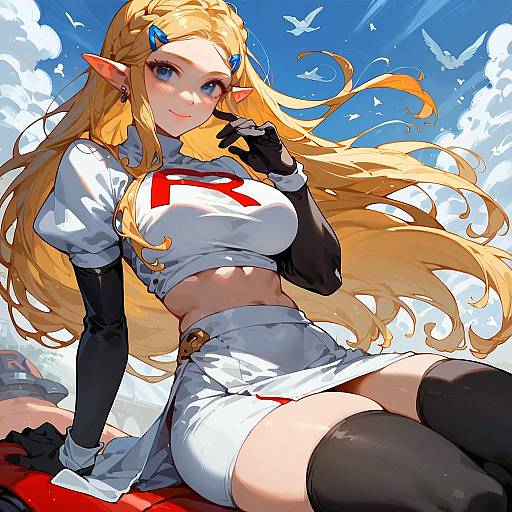 Anime Style Elf Girl in Team Rocket Uniform