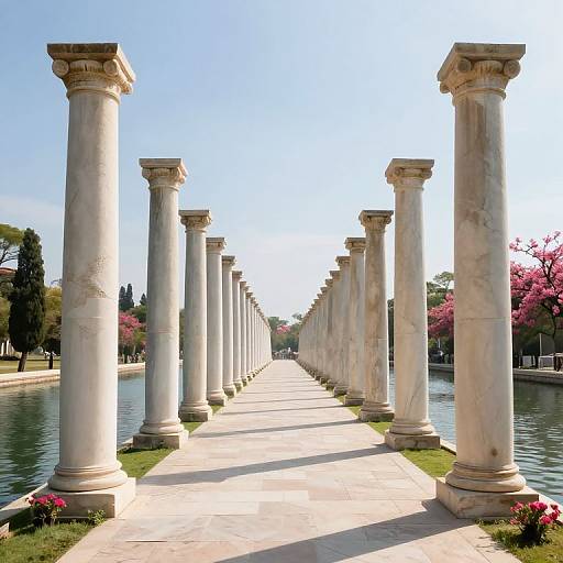 Majestic Ancient Marble Columns Pathway