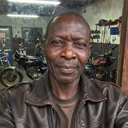 Neon Garage Selfie — East African Man