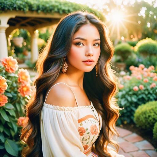 Sunset Garden Portrait of Hispanic Woman Sunset Garden Portrait of Hispanic Woman