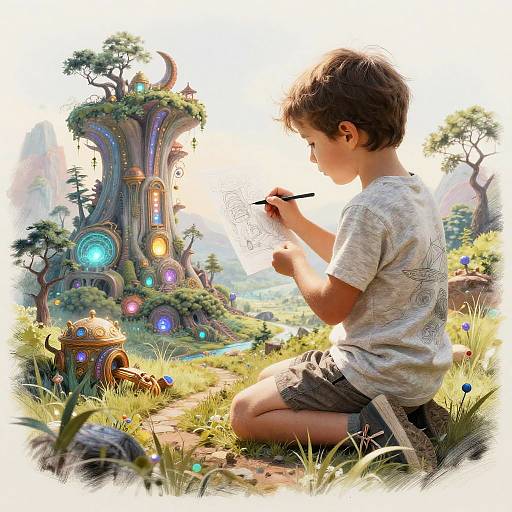 Surreal AI Transformation of Child's Sketch