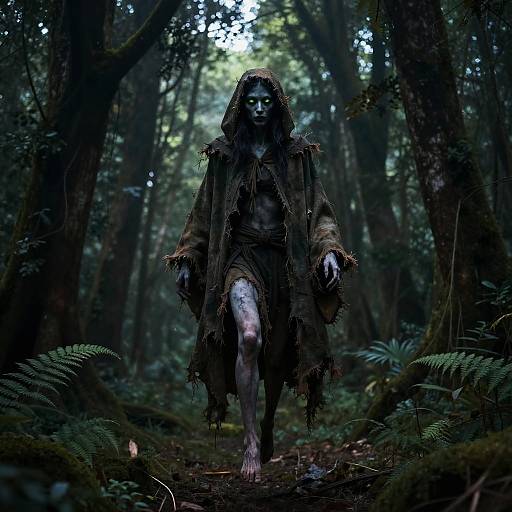Eerie Legless Spirit in Enchanted Forest