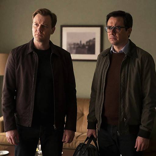 Intense Duo in a Dimly Lit Room