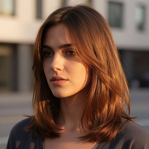 Woman with Blunt Cut in Golden Hour