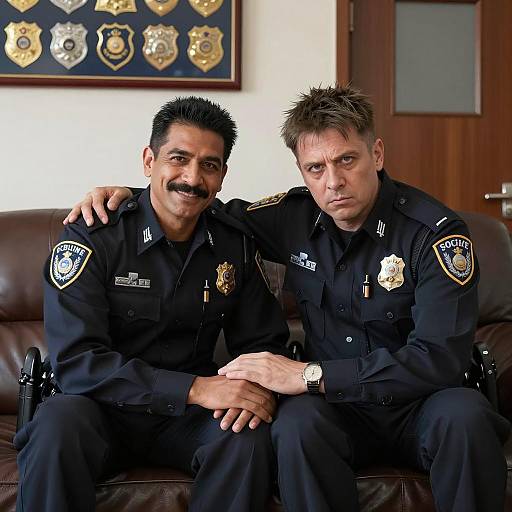 Intimate Moment Between Two Officers