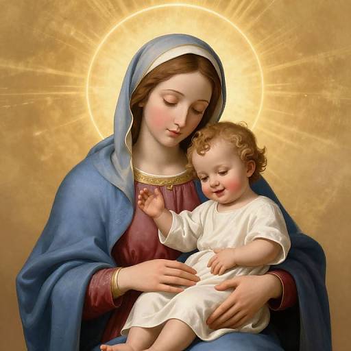 Virgin Mary and Baby Jesus Illustration