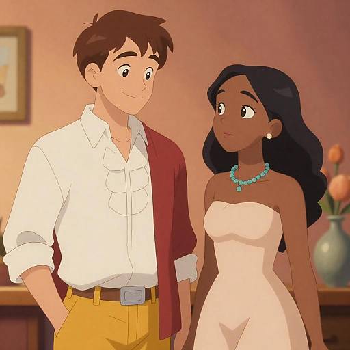 Vibrant Digital Scene of Young Couple