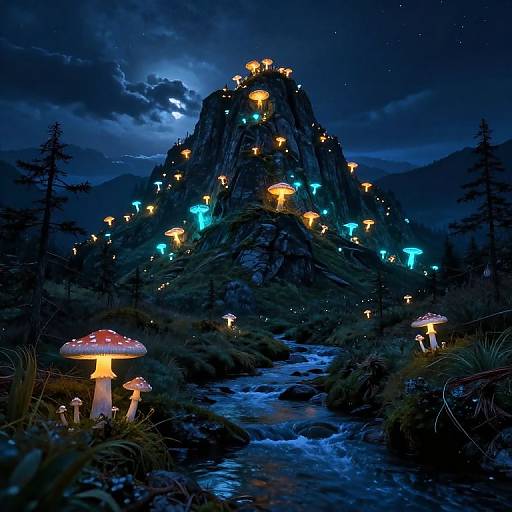Bioluminescent Forest on Inverted Peak