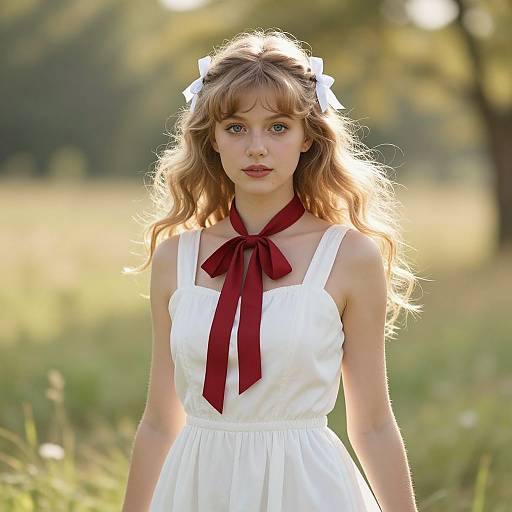 Elegant Blonde Woman in Sunny Meadow