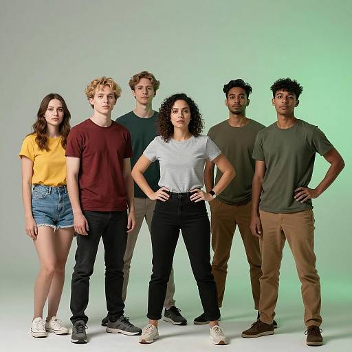 Casual Group Portrait on Green Gradient