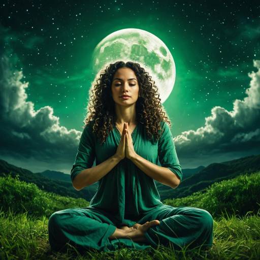 Woman Meditating Under Full Moon