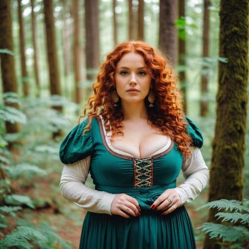 Curvy Woman in Ancient Forest Attire