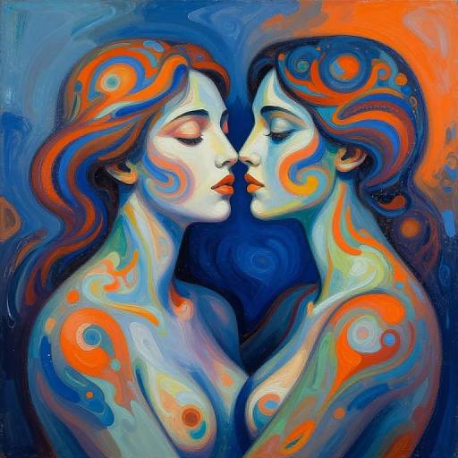 Abstract Embrace of Two Women