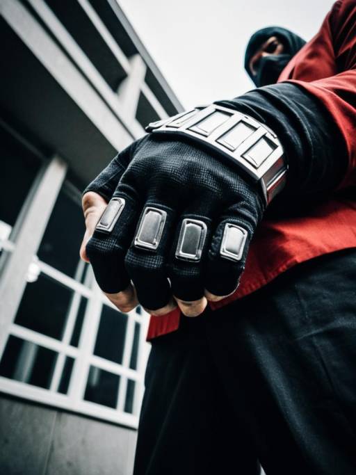 Man in Knuckles Costume with Dramatic Low-Angle Shot