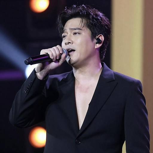 Intense Male Singer Performing on Stage