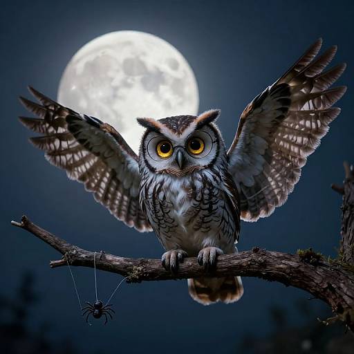 Whimsical Owl Under Moonlight