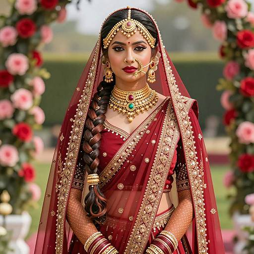 Stunning Indian Bride in Maroon Lehenga