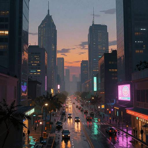 Futuristic Cyberpunk Cityscape Drawing