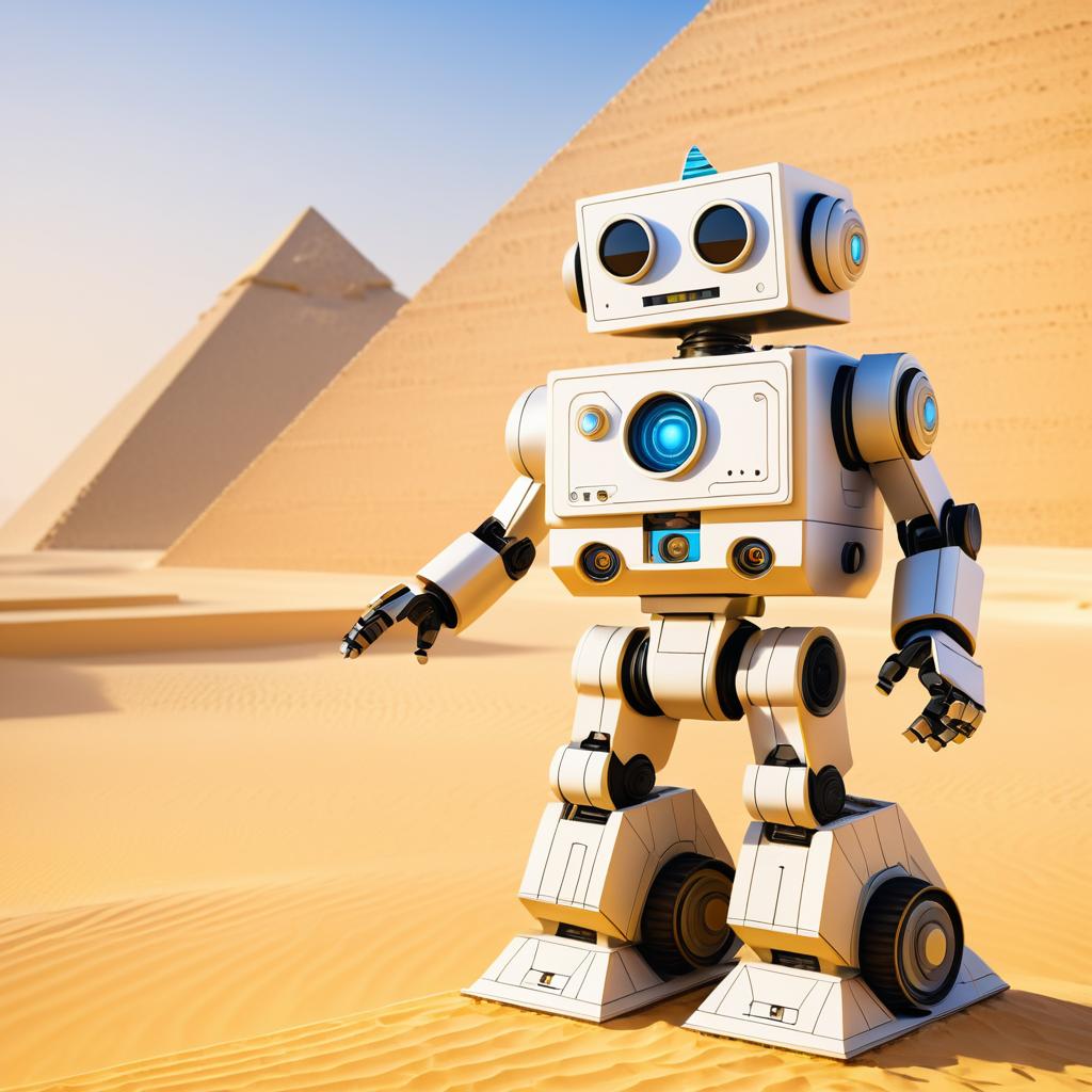 Cheerful Robot at the Great Pyramid