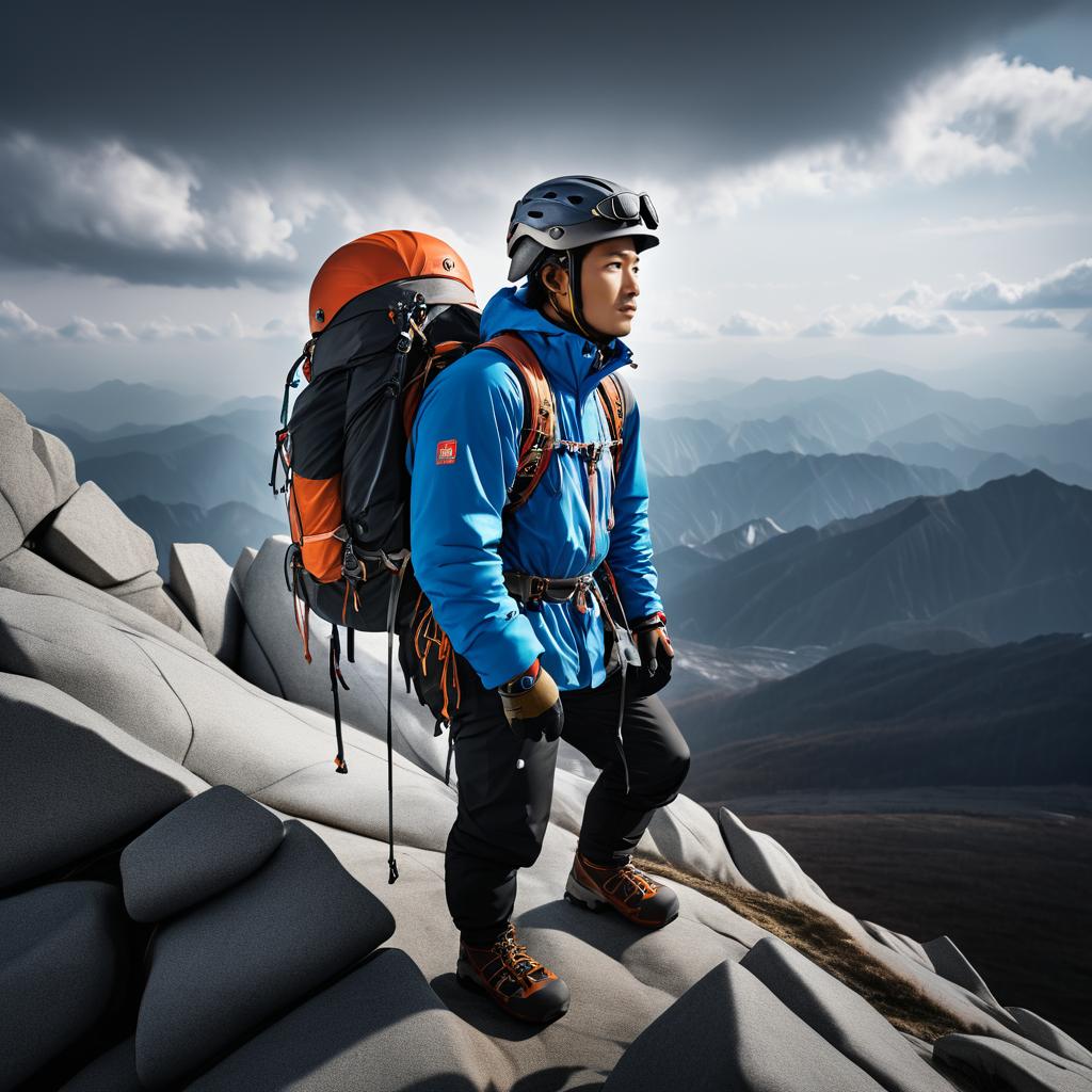 Dramatic Summit Shot of a Climber