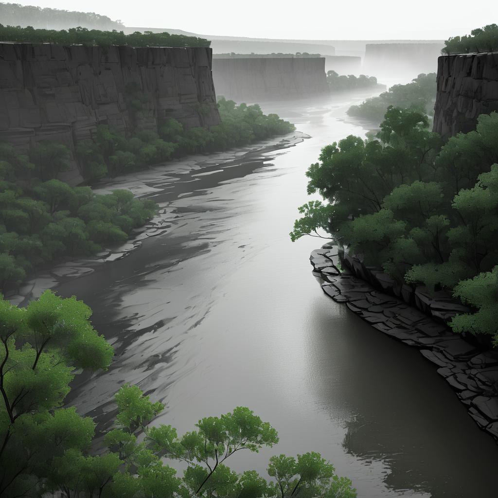 Misty Serpent’s Bend River Landscape