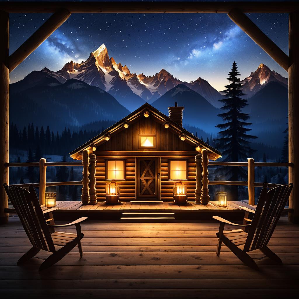 Magical Night on a Rustic Cabin Porch