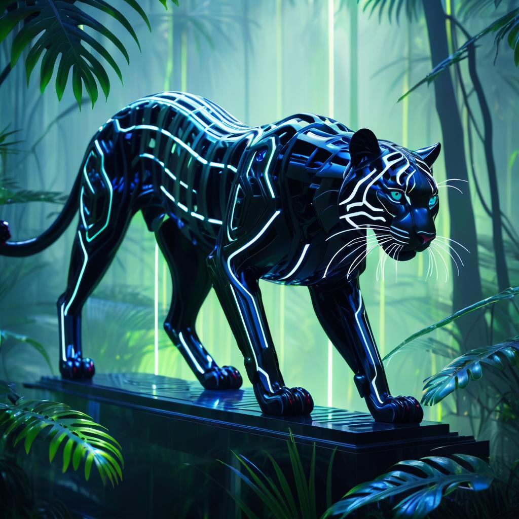 Sleek Panther in a Misty Jungle