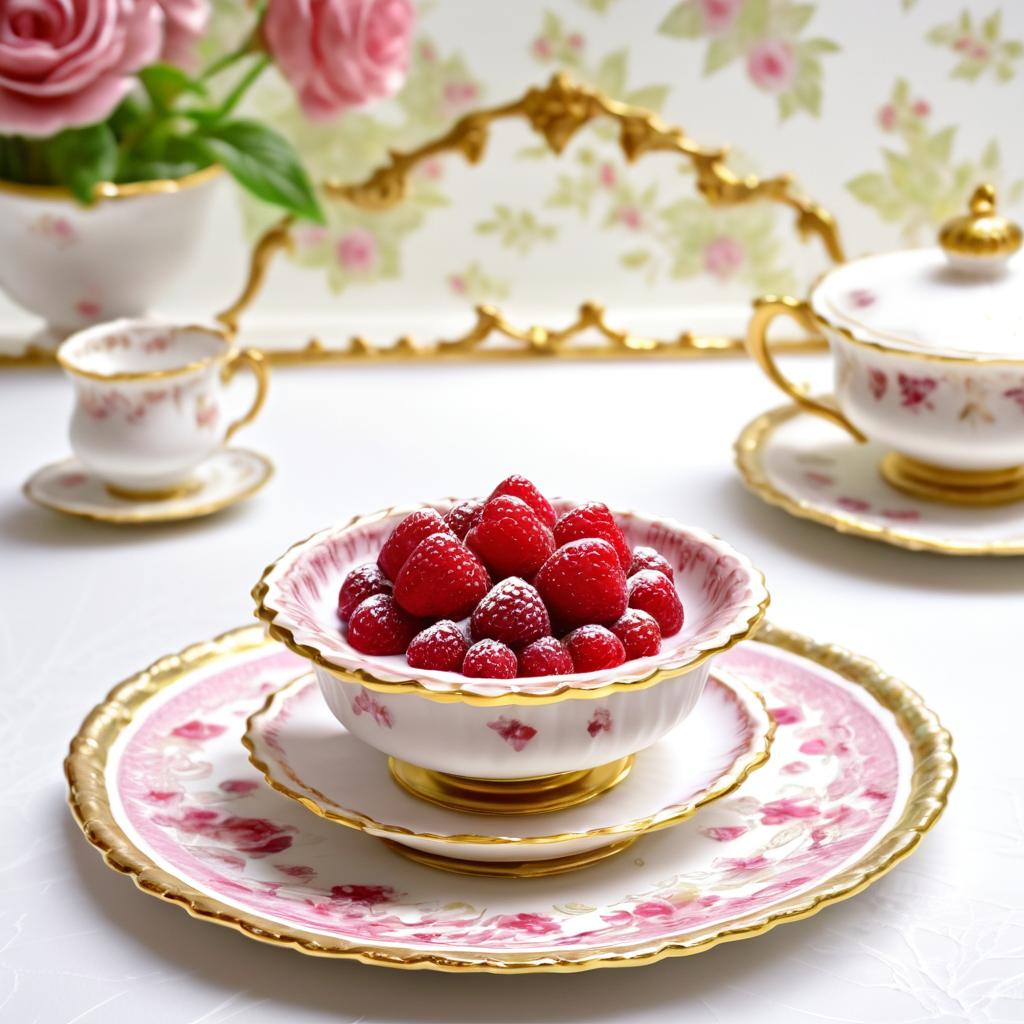 Elegant Raspberry Tart in Cozy Tea Room