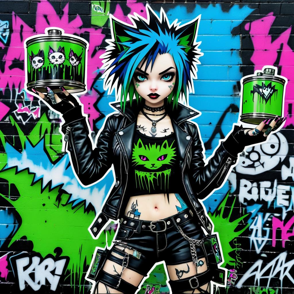 Punk Rock Cat Girl Illustration