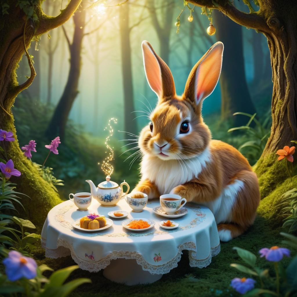 Whimsical Rabbit Tea Time in Glade