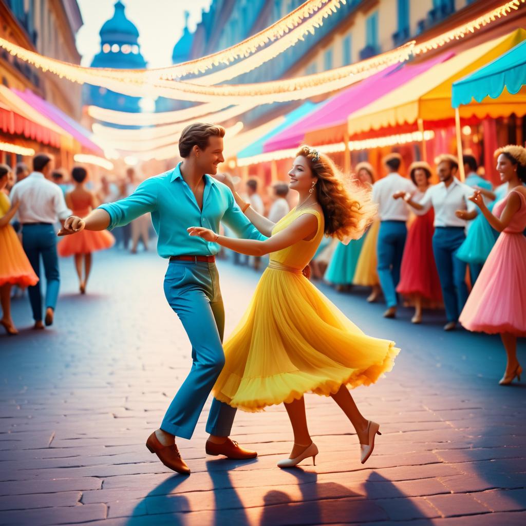 Charming Couple Dancing at Street Festival